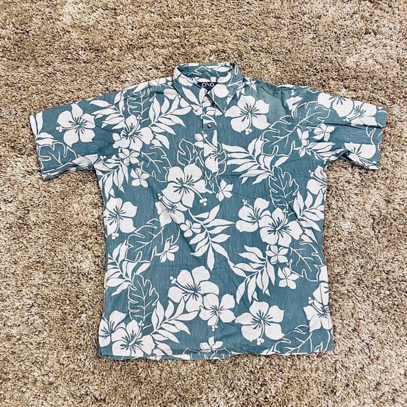 OXXO Men's Teal Floral Casual Button Down Shirt - Picture 1 of 3